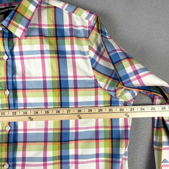 Lands End No Iron Supima Cotton Top Womens 18T Tall Plaid Button Up Long Sleeve - Picture 6 of 14